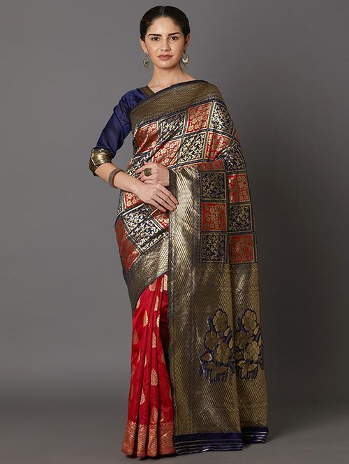 self design banarasi saree with blouse - 16954437 - Standard Image - 1