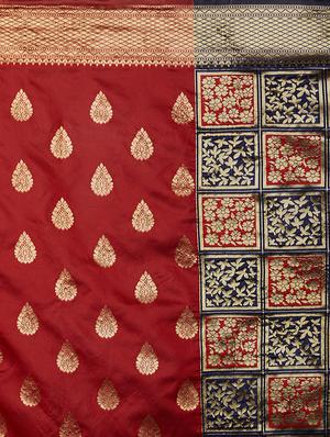 self design banarasi saree with blouse - 16954437 - Standard Image - 4