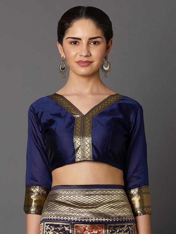 self design banarasi saree with blouse - 16954437 - Zoom Image - 3