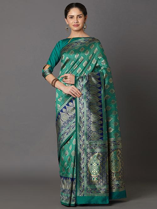 self design banarasi saree with blouse - 16954439 - Standard Image - 1
