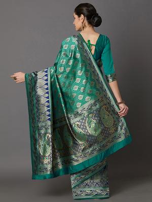 self design banarasi saree with blouse - 16954439 - Standard Image - 2