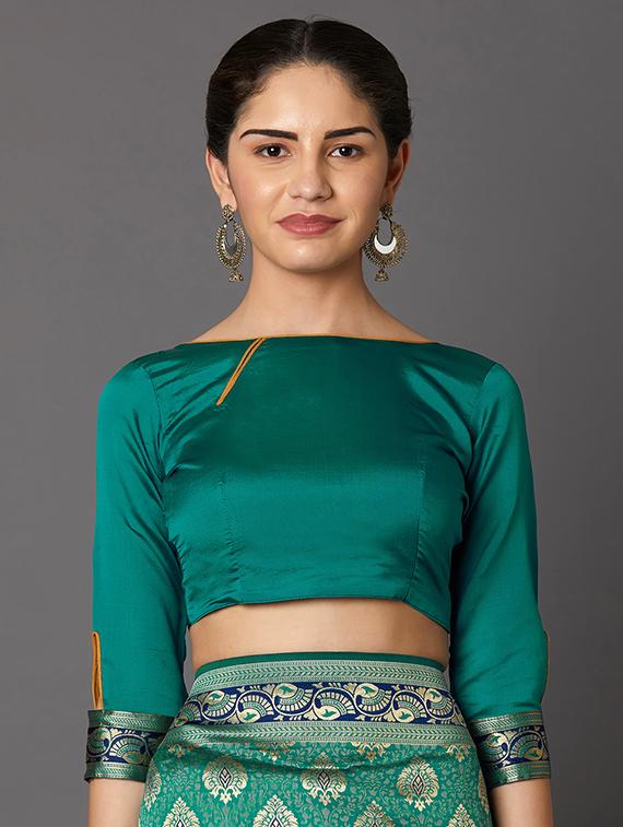 self design banarasi saree with blouse - 16954439 - Zoom Image - 3