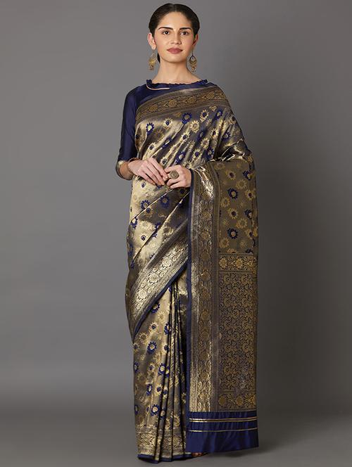self design banarasi saree with blouse - 16954440 - Standard Image - 1