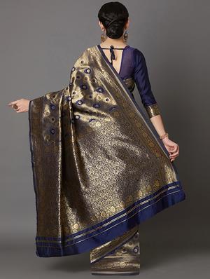 self design banarasi saree with blouse - 16954440 - Standard Image - 2