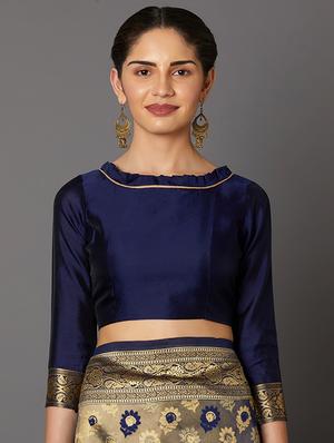 self design banarasi saree with blouse - 16954440 - Standard Image - 3