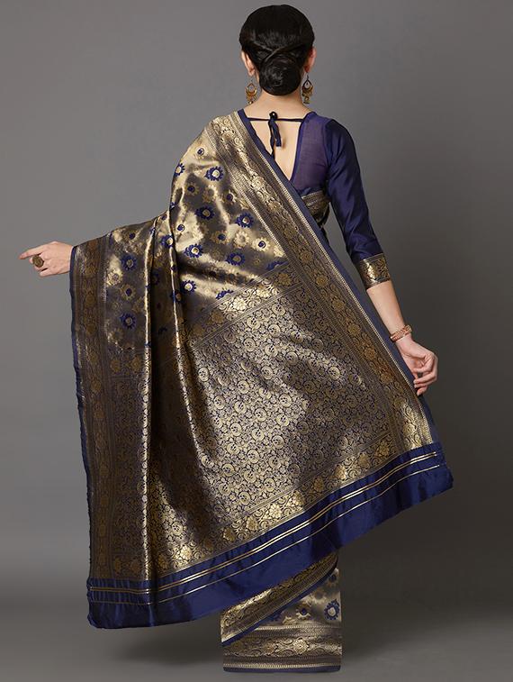 self design banarasi saree with blouse - 16954440 - Zoom Image - 2