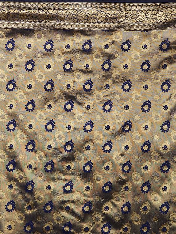 self design banarasi saree with blouse - 16954440 - Zoom Image - 4