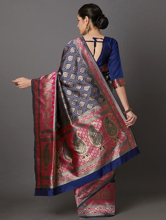self design banarasi saree with blouse - 16954443 - Zoom Image - 2