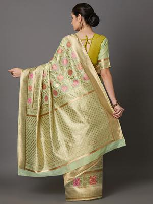 self design banarasi saree with blouse - 16954447 - Standard Image - 2