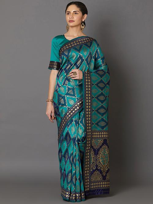 geometrical banarasi saree with blouse - 16954448 - Standard Image - 1