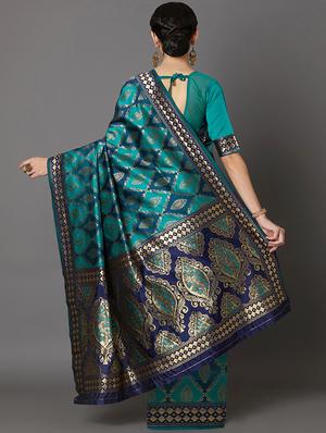 geometrical banarasi saree with blouse - 16954448 - Standard Image - 2