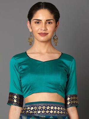 geometrical banarasi saree with blouse - 16954448 - Standard Image - 3