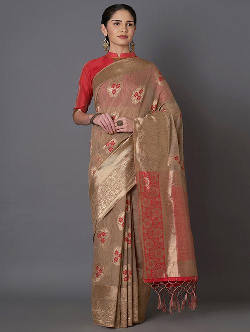 self design banarasi saree with blouse - 16954450 - Standard Image - 1