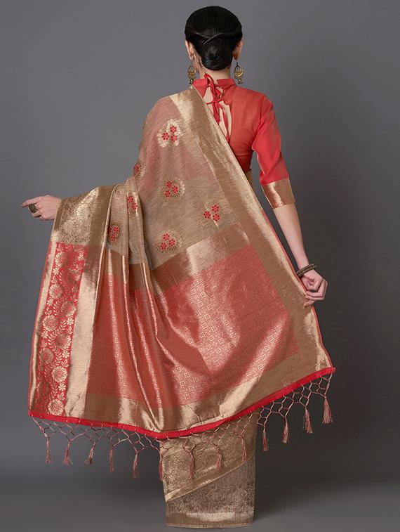 self design banarasi saree with blouse - 16954450 - Zoom Image - 2