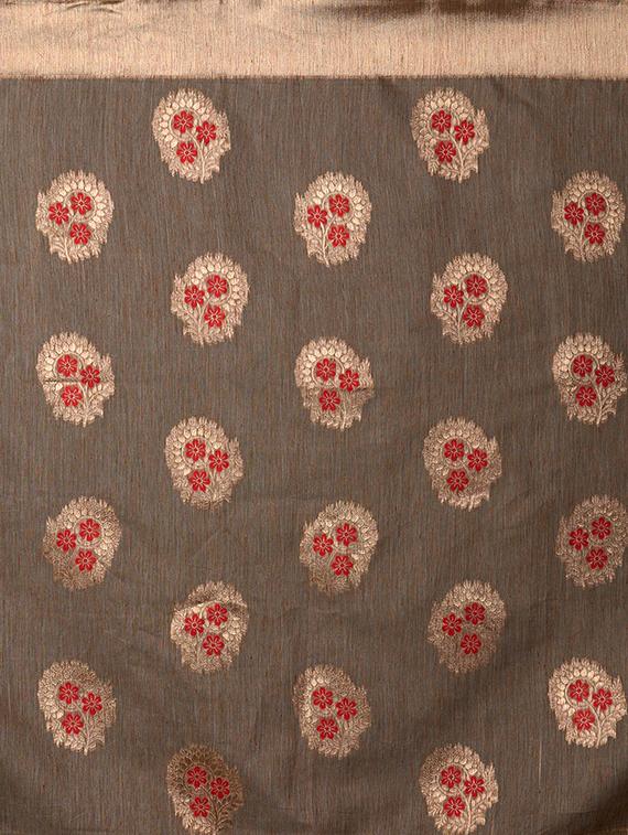 self design banarasi saree with blouse - 16954450 - Zoom Image - 4