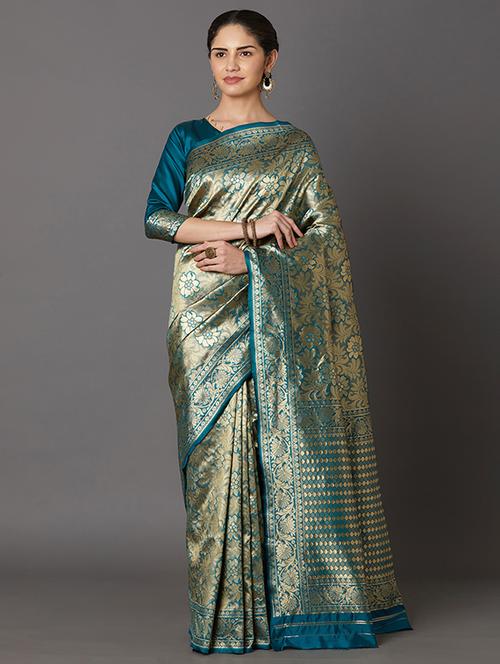 self design banarasi saree with blouse - 16954453 - Standard Image - 1