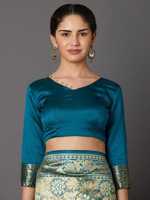 self design banarasi saree with blouse - 16954453 - Standard Image - 3