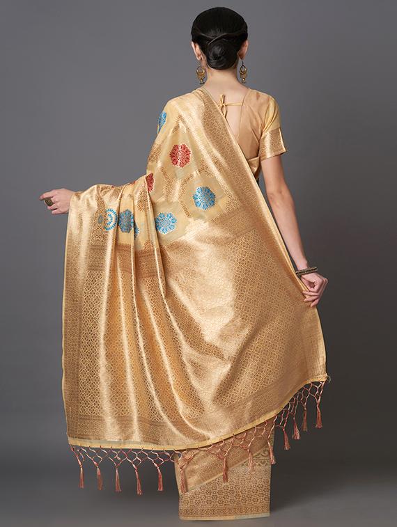 self design banarasi saree with blouse - 16954456 - Zoom Image - 2