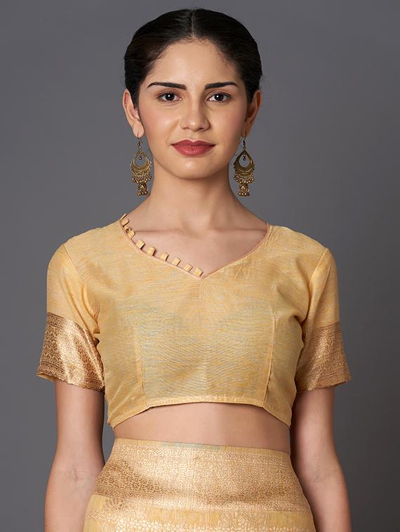 self design banarasi saree with blouse - 16954456 - Zoom Image - 3