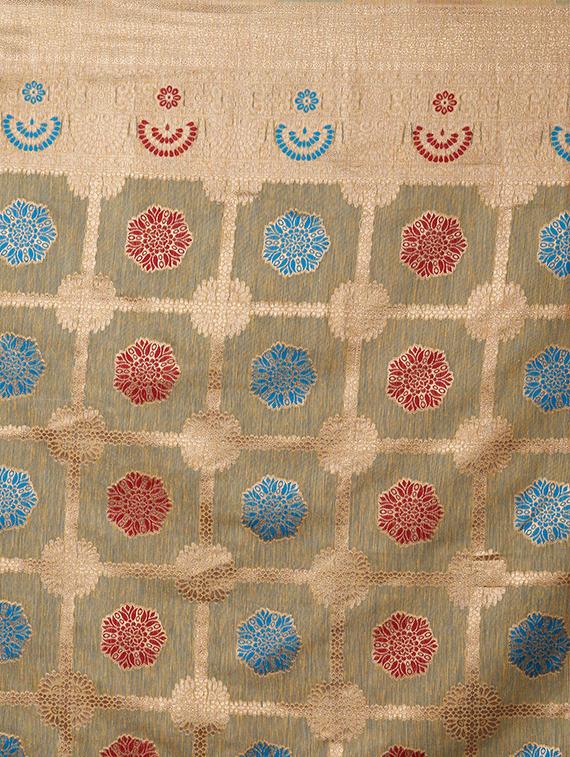 self design banarasi saree with blouse - 16954456 - Zoom Image - 4