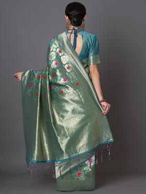 self design banarasi saree with blouse - 16954460 - Standard Image - 2