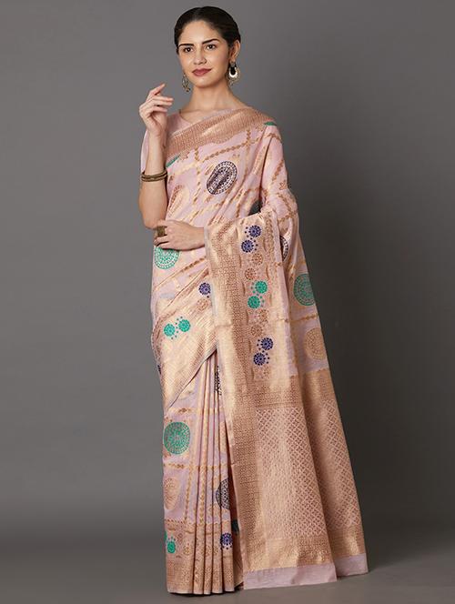 self design banarasi saree with blouse - 16954465 - Standard Image - 1