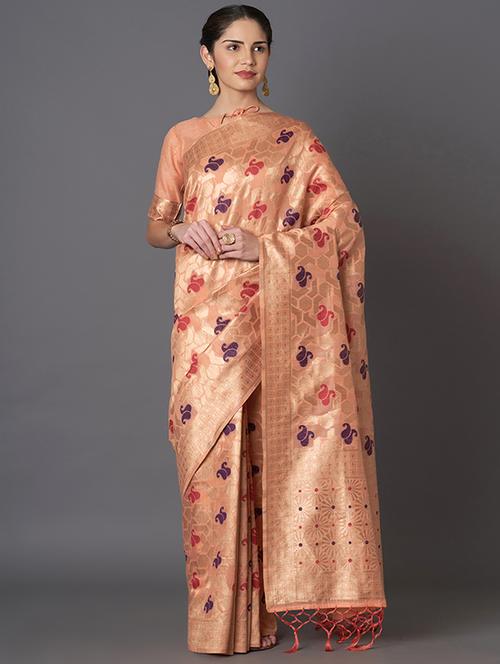 self design banarasi saree with blouse - 16954466 - Standard Image - 1
