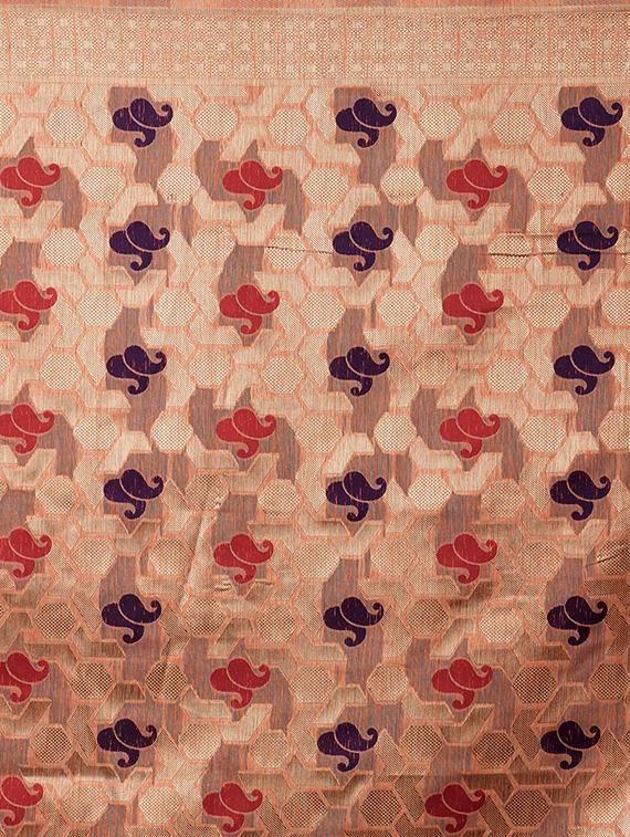 self design banarasi saree with blouse - 16954466 - Zoom Image - 4