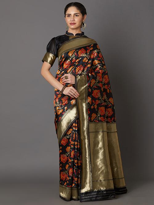 self design banarasi saree with blouse - 16954469 - Standard Image - 1