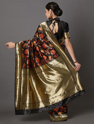 self design banarasi saree with blouse - 16954469 - Standard Image - 2