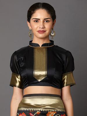self design banarasi saree with blouse - 16954469 - Standard Image - 3