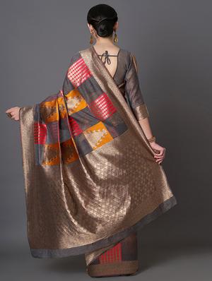 self design banarasi saree with blouse - 16954472 - Standard Image - 2