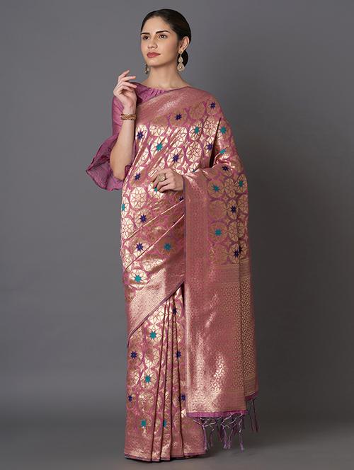 self design banarasi saree with blouse - 16954474 - Standard Image - 1