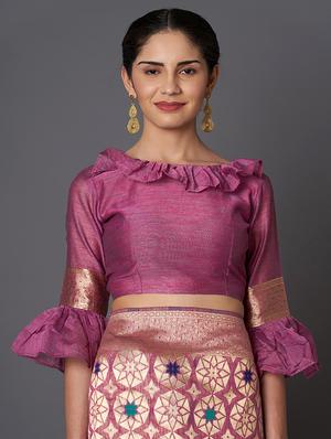 self design banarasi saree with blouse - 16954474 - Standard Image - 3
