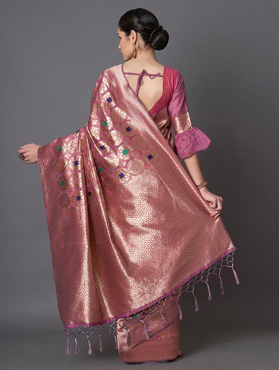 self design banarasi saree with blouse - 16954474 - Zoom Image - 2