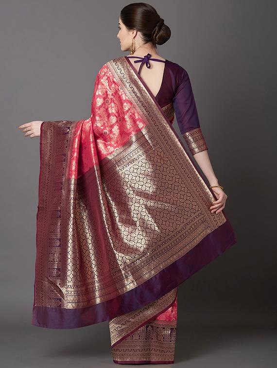 self design banarasi saree with blouse - 16954475 - Zoom Image - 2