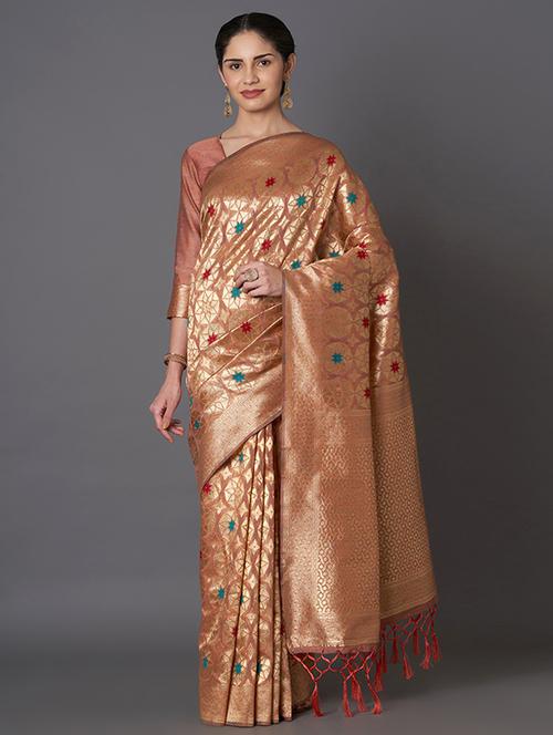 self design banarasi saree with blouse - 16954478 - Standard Image - 1