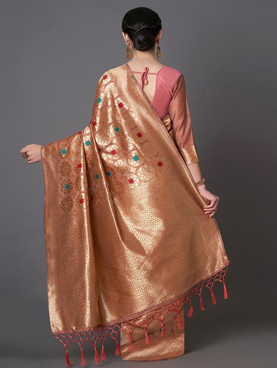 self design banarasi saree with blouse - 16954478 - Zoom Image - 2