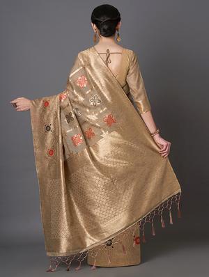 self design banarasi saree with blouse - 16954480 - Standard Image - 2