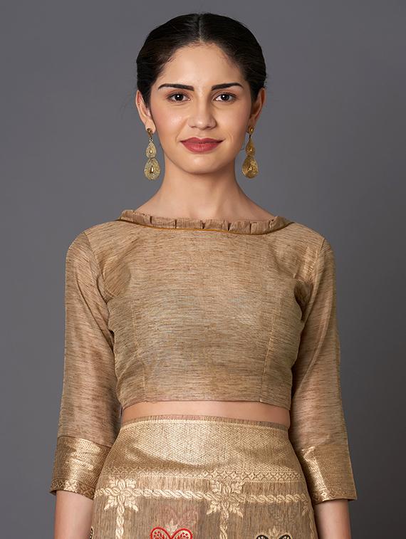 self design banarasi saree with blouse - 16954480 - Zoom Image - 3