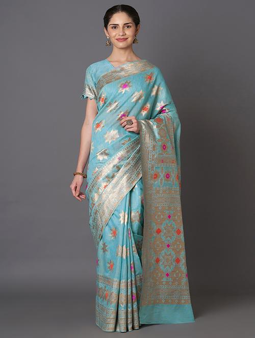self design banarasi saree with blouse - 16954482 - Standard Image - 1