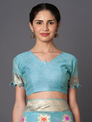 self design banarasi saree with blouse - 16954482 - Standard Image - 3