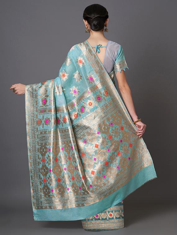 self design banarasi saree with blouse - 16954482 - Zoom Image - 2