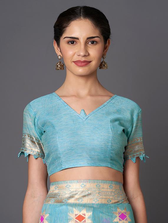 self design banarasi saree with blouse - 16954482 - Zoom Image - 3