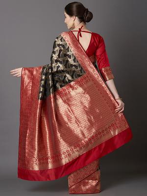 vself design banarasi saree with blouse - 16954485 - Standard Image - 2