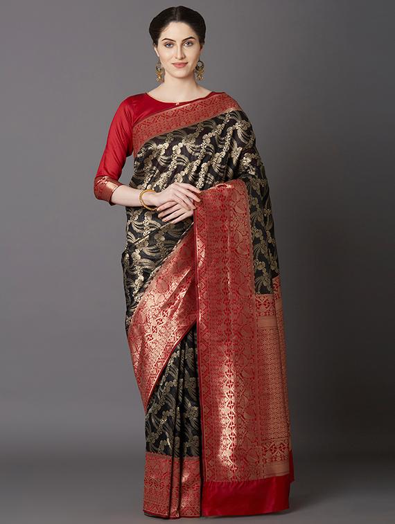 vself design banarasi saree with blouse - 16954485 - Zoom Image - 1