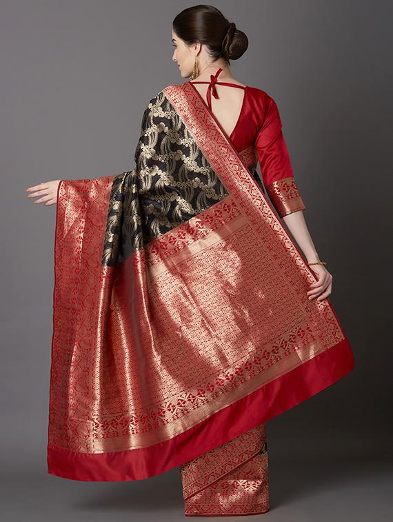 vself design banarasi saree with blouse - 16954485 - Zoom Image - 2