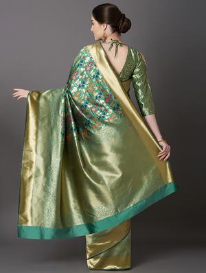 floral banarasi saree with blouse - 16954493 - Standard Image - 2