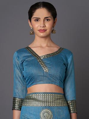 self design banarasi saree with blouse - 16954500 - Standard Image - 3