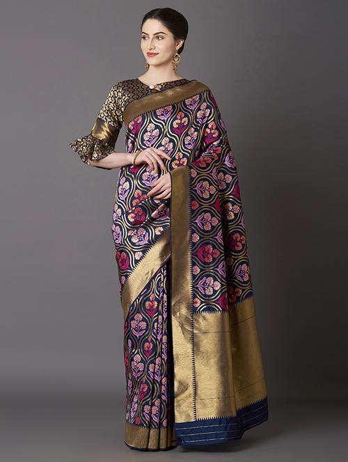 self design banarasi saree with blouse - 16954503 - Standard Image - 1